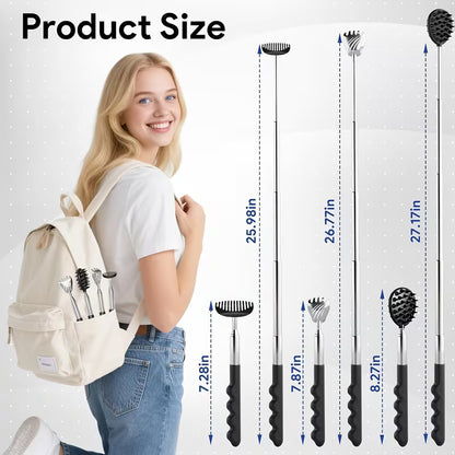 4-in-1 Back Scratcher with Telescoping Pole & Multi- Design