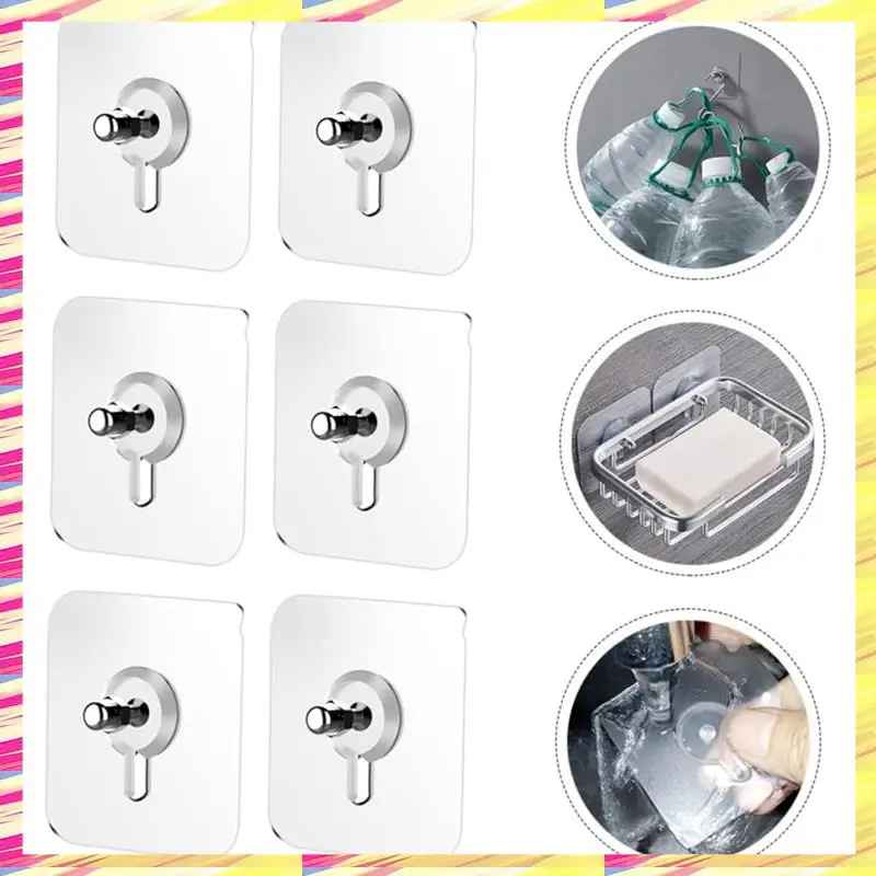 GlideHold® TransparentHook: Ekstra Stærk Gennemsigtig Vægkrog - Uden Boring