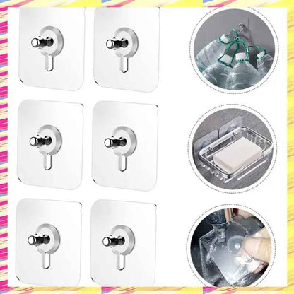 GlideHold® TransparentHook: Ekstra Stærk Gennemsigtig Vægkrog - Uden Boring