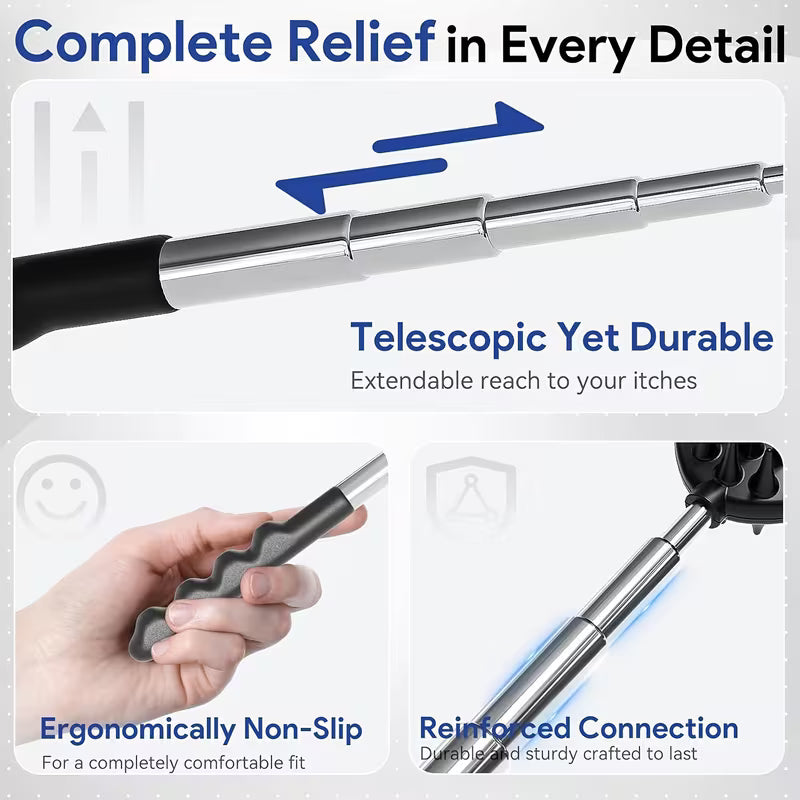 4-in-1 Back Scratcher with Telescoping Pole & Multi- Design