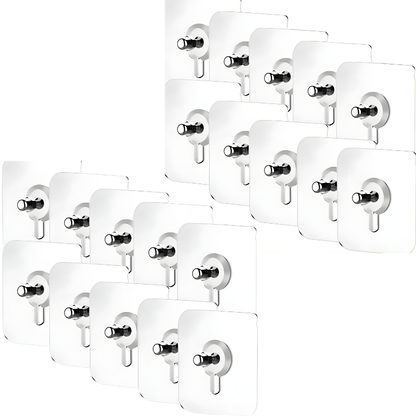 GlideHold® TransparentHook: Ekstra Stærk Gennemsigtig Vægkrog - Uden Boring