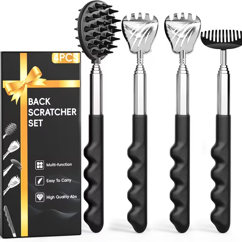 4-in-1 Back Scratcher with Telescoping Pole & Multi- Design