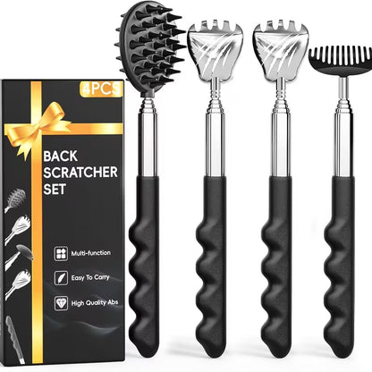 4-in-1 Back Scratcher with Telescoping Pole & Multi- Design